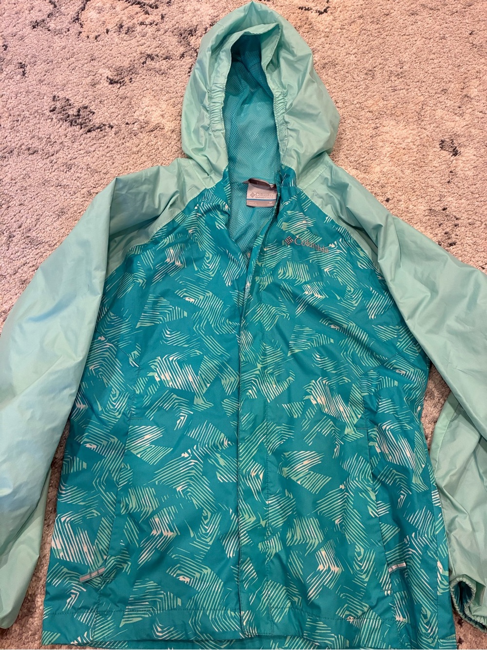 Columbia Teal & Mint Girls' Hooded Rain Jacket